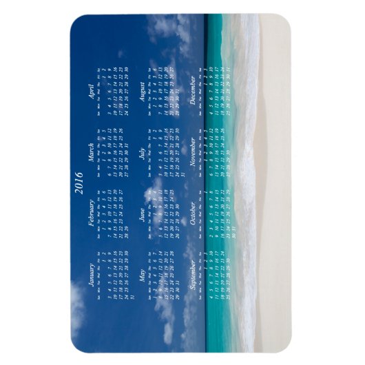 Aangepast groot strand 2016 Magnetische agenda 4x6 Magneet (Verticaal)