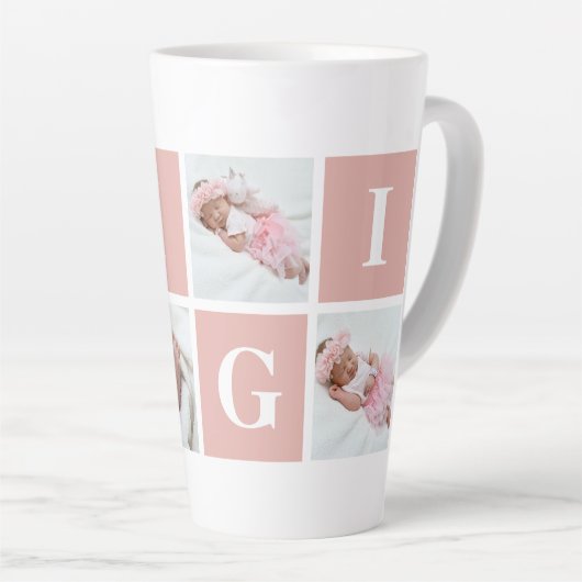Aangepast grootmoeder Gigi 4 Foto Collage Latte Mok (Rechterhoek)