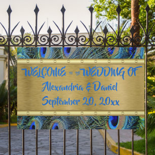 Aangepast groots goud- en peacockfeeder, Welkom, e Spandoek