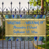 Aangepast groots goud- en peacockfeeder, Welkom, e Spandoek