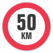 Aangepast grote snelheidslimiet van maximaal 50 km sticker (Voorkant)