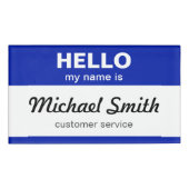 Aangepast Hallo mijn naam is stijlvol blauw wit Naambadge (Voorkant)