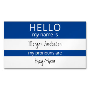 Aangepast HALLO mijn naamwoordspronouns is badge Magnetisch Visitekaartje