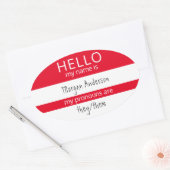 Aangepast HALLO mijn naamwoordspronouns is badge Ovale Sticker (Envelop)