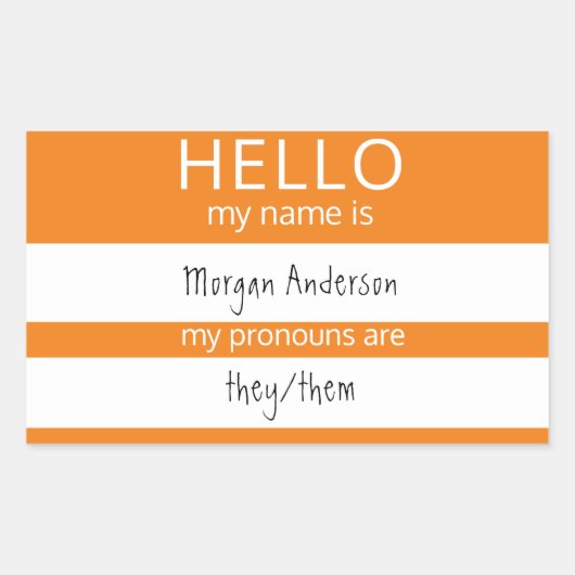 Aangepast HALLO mijn naamwoordspronouns is badge Rechthoekige Sticker (Voorkant)