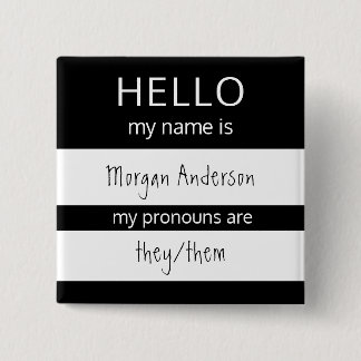 Aangepast HALLO mijn naamwoordspronouns is badge Vierkante Button 5,1 Cm