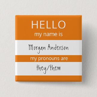 Aangepast HALLO mijn naamwoordspronouns is badge Vierkante Button 5,1 Cm