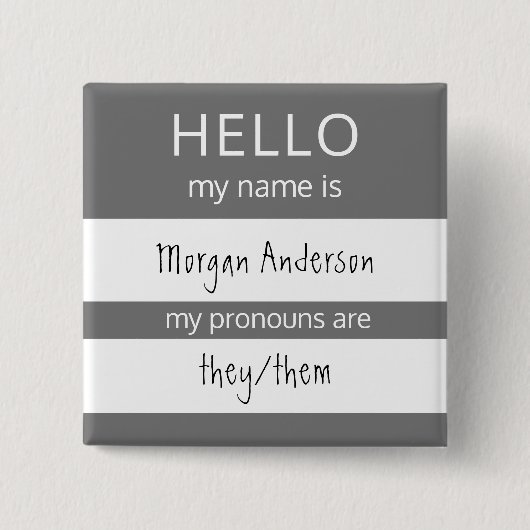 Aangepast HALLO mijn naamwoordspronouns is badge Vierkante Button 5,1 Cm (Voorkant)