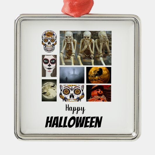 Aangepast Halloween 8 fotocollage Metalen Ornament (Voorkant)