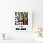 Aangepast Halloween 8 fotocollage Vierkante Klok (Huis)