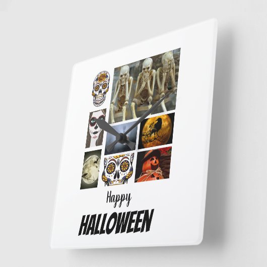 Aangepast Halloween 8 fotocollage Vierkante Klok (Hoek)