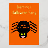 Aangepast Halloween Black Spider Folie Uitnodiging (Voorkant)