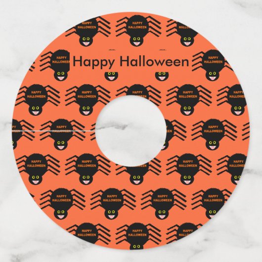 Aangepast Halloween Black Spider Wijnglaslabel (Voorkant)
