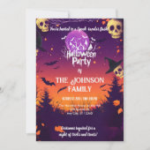 Aangepast Halloween-feest met schedels en paarse m Kaart (Voorkant)
