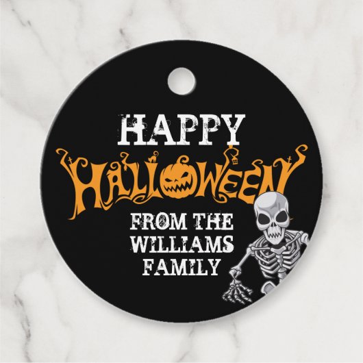 Aangepast halloween-skelet voor jaarlijkse feestda bedankjes labels (Voorkant)