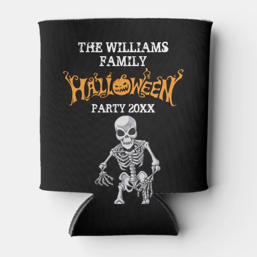 Aangepast halloween-skelet voor jaarlijkse feestda blikjeskoeler (Voorkant)