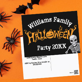 Aangepast halloween-skelet voor jaarlijkse feestda briefkaart