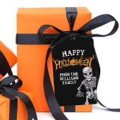 Aangepast halloween-skelet voor jaarlijkse feestda cadeaulabel