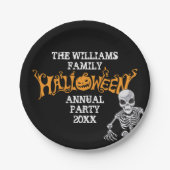 Aangepast halloween-skelet voor jaarlijkse feestda papieren bordje (Voorkant)