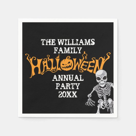 Aangepast halloween-skelet voor jaarlijkse feestda servet (Voorkant)