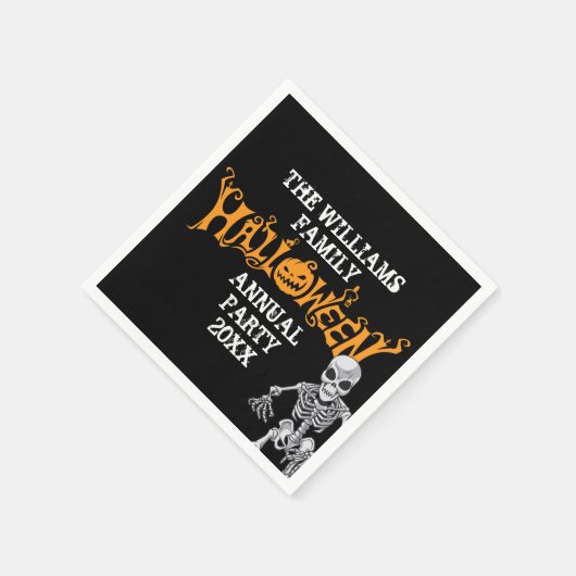 Aangepast halloween-skelet voor jaarlijkse feestda servet (Hoek)
