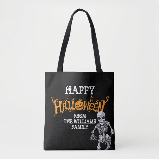 Aangepast halloween-skelet voor jaarlijkse feestda tote bag (Voorkant)