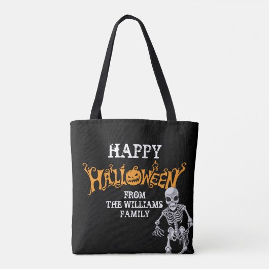 Aangepast halloween-skelet voor jaarlijkse feestda tote bag (Achterkant)