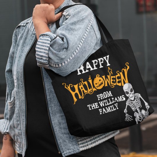 Aangepast halloween-skelet voor jaarlijkse feestda tote bag