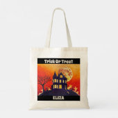 Aangepast halloween Trick or treat Haunted House Tote Bag (Achterkant)