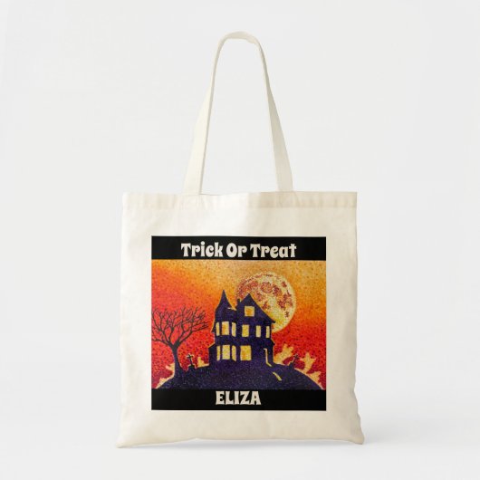 Aangepast halloween Trick or treat Haunted House Tote Bag (Voorkant)