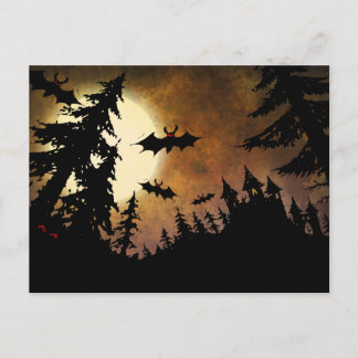 Aangepast halloween vleermuizen, Castle en Moon Briefkaart