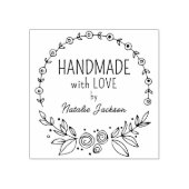 Aangepast handgemaakt met liefde, Floral Rubberstempel (Afrduk)
