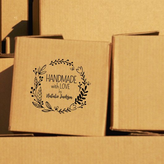 Aangepast handgemaakt met liefde, Floral Rubberstempel