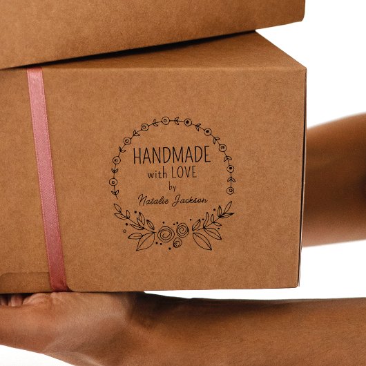 Aangepast handgemaakt met liefde, Floral Rubberstempel