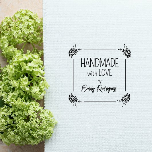 Aangepast handgemaakt met liefde, Floral Rubberstempel