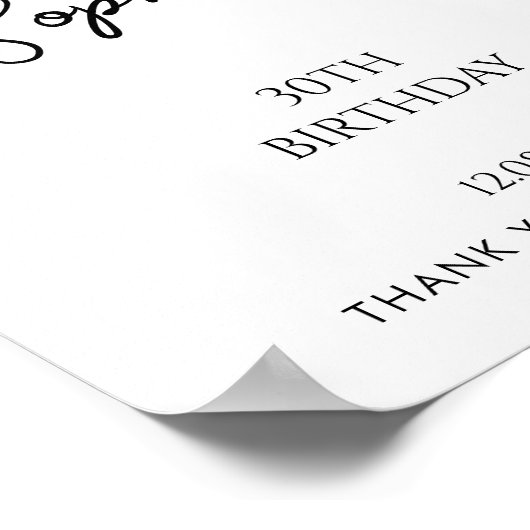 Aangepast handgeschreven script Eerste verjaardag Poster (Hoek)