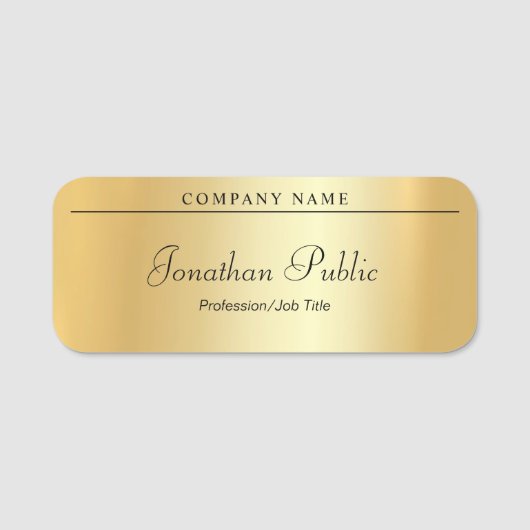 Aangepast handgeschreven script legant Glamor Gold Naamplaatje (Voorkant)