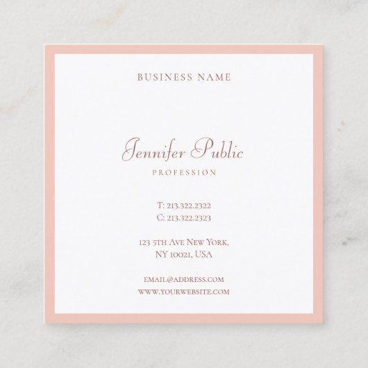 Aangepast, handgeschreven script, modern, gemakkel vierkante visitekaartje (Achterkant)