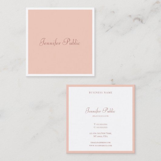 Aangepast, handgeschreven script, modern, gemakkel vierkante visitekaartje (Voorkant / Achterkant)