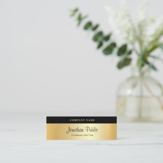 Aangepast handgeschreven script modern legant Gold Mini Visitekaartje (Staand voorkant)
