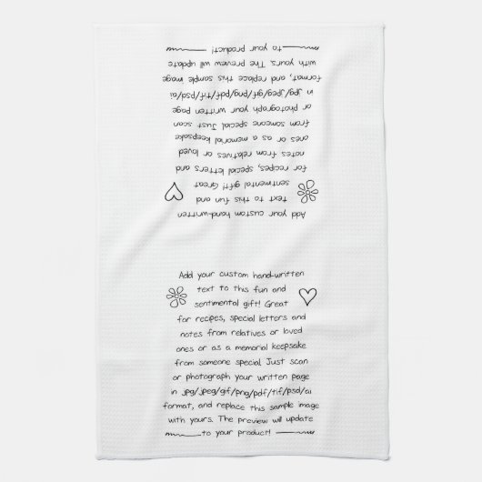 Aangepast handschrift of recept theedoek (Verticaal)