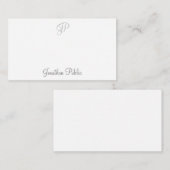 Aangepast handschrift Script Monogramed Simple Notitiekaartje (Voorkant / Achterkant)