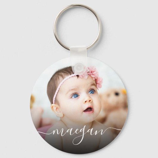 Aangepast handschrift voor de naam van Baby Foto Sleutelhanger (Voorkant)