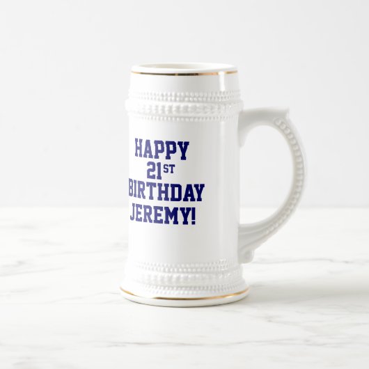 Aangepast Happy 21st verjaardag Beer Stein Bierpul (Rechts)