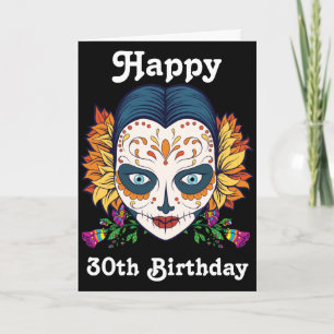 Aangepast Happy 30th Birthday Sugar Skull Card Kaart