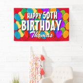 Aangepast Happy 50th Birthday ballons party banner (Insitu)