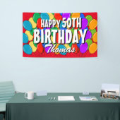 Aangepast Happy 50th Birthday ballons party banner (Beurs)