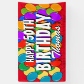 Aangepast Happy 50th Birthday ballons party banner (Verticaal)