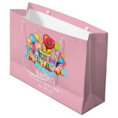 Aangepast Happy Birthday - persoonlijk roze Groot Cadeauzakje (Voorkant Gekanteld)