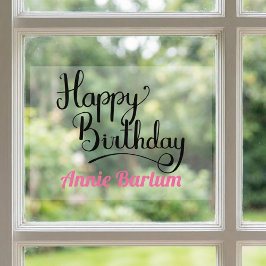 Aangepast Happy Birthday roze lettertype voor gebr Raamsticker